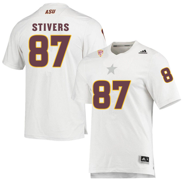 Men #87 John StiversArizona State Sun Devils College Football Jerseys Sale-White - Click Image to Close